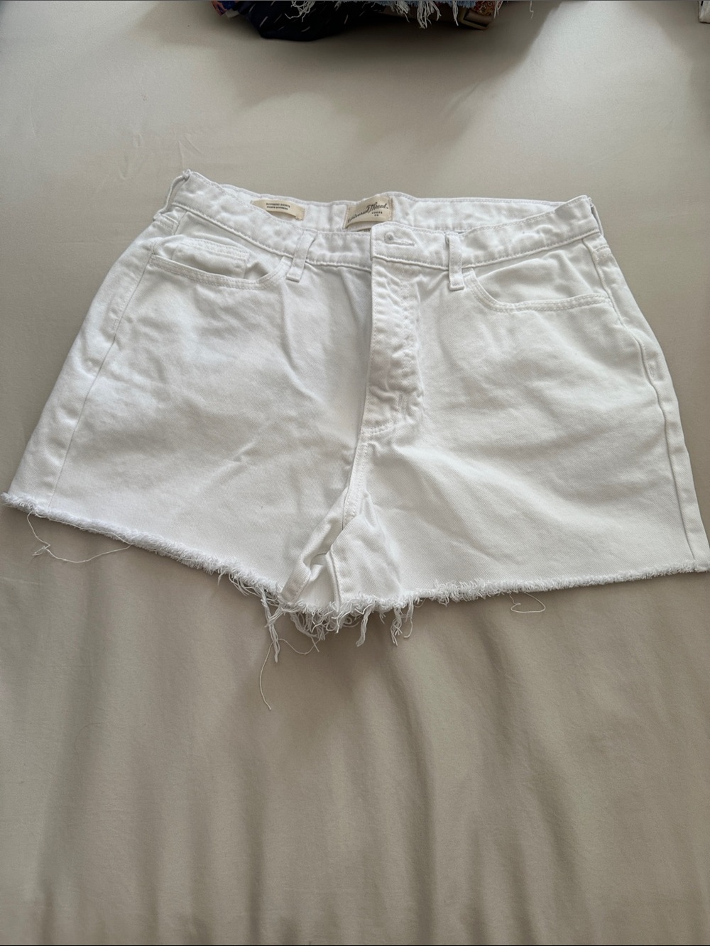 Universal Thread White Denim Cutoff Shorts with Frayed Hem